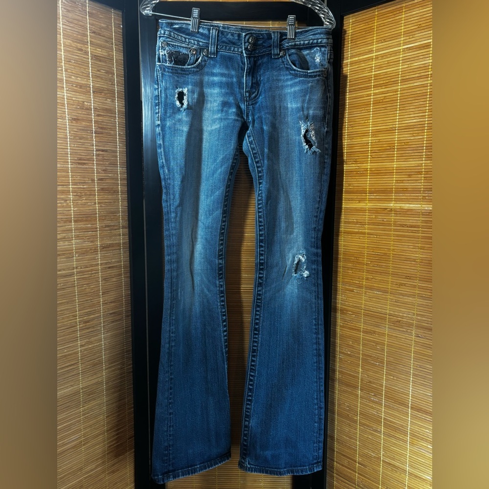 Miss Me Blue Flare Wide Leg Jeans Vintage Wash